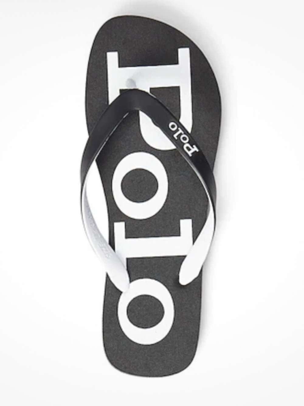 Ralph Lauren Men’s Polo Logo Black & White Flip Flops Thong Sandals Size 11.5